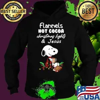 Snoopy flannels hot cocoa christmas lights and jesus s Hoodie