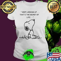Snoopy keep looking up that's the secret of life s Ladies tee
