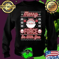 Star Wars The Mandalorian Christmas Merry Force Be With You T-Shirt Sweater