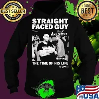 Straight faced guy with arms crossed having the time of his life s Hoodie