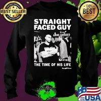 Straight faced guy with arms crossed having the time of his life s Sweater