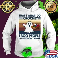 That's what i do i crochet i boo people and i know things ghost halloween vintage s Hoodie