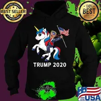 Trump 2020 riding unicorn american flag vote 2020 s Hoodie