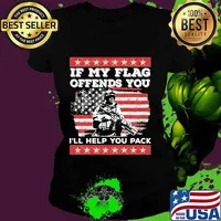 Veteran if my flag offends you i'll help you pack american flag s Ladies tee