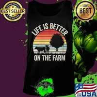 Vintage Retro Life Is Better On The Farm Rancher Farmer Shirt Tank top