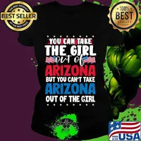 You Can Take The Girl out of Arizona American Flag Graphic Shirt Ladies tee