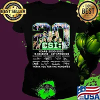 20 years 2000 2020 16 seasons 337 episodes csi crime scene investigation thank you for the memories signatures s Ladies tee