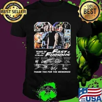 20 years of 2001 2021 fast and furious thank you for the memories signatures shirt