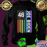 46 Joe Biden American Flag LGBT Gay Pride Rainbow Shirt Sweater