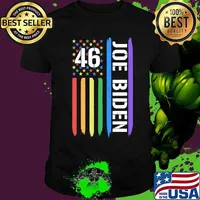 46 Joe Biden American Flag LGBT Gay Pride Rainbow Shirt