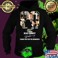 90 years of 1930 2020 007 7 movies sean connery thank you for the memories signature s Hoodie