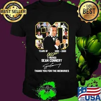 90 years of 1930 2020 007 7 movies sean connery thank you for the memories signature shirt