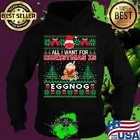 All i want for christmas is eggnog funny santa face mask s Hoodie