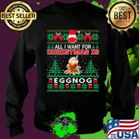 All i want for christmas is eggnog funny santa face mask s Sweater