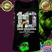 Diego Maradona 10 Argentina Football Thank You For The Memories 1960 2020 Signuature Shirt Tank top