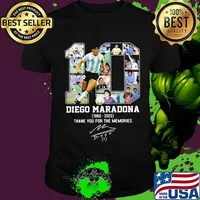 Diego Maradona 10 Argentina Football Thank You For The Memories 1960 2020 Signuature Shirt