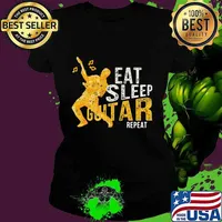 Eat sleep guitar repeat vintage s Ladies tee