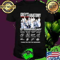 Grey's anatomy 15th anniversary 2005 2020 15 seasons thank you for the memories signatures shirt
