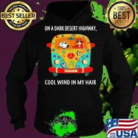 Hippie Girl And Snoopy Riding Car On A Dark Desert Highway Cool Wind In My Hair Shirt Hoodie