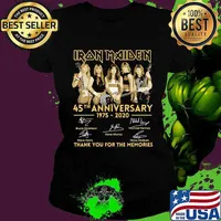 Iron maiden 45th anniversary 1975 2020 thank you for the memories signatures s Ladies tee