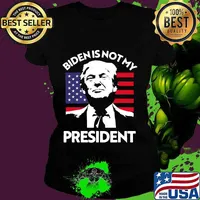 Joe biden not my president trump usa flag election fraud s Ladies tee