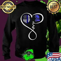 Love My Son With Heart Blue Line Police Office Shirt Sweater