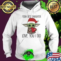 Merry christmas baby yoda best daughter love you i do heart s Hoodie