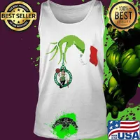 Merry christmas grinch holding boston celtics basketball logo s Tank top