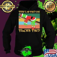 Merry christmas grinch there's no tired like teacher tired vintage retro s Hoodie