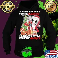 Merry christmas jack skellington he sees you when you're sleeping he knows when you're awake s Hoodie