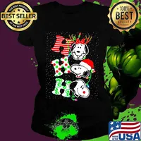 Merry christmas snoopy ho ho ho lights s Ladies tee