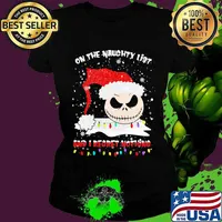On The Naughty List And I Regret Nothing Skull Wear Hat Santa Merry Xmas Shirt Ladies tee