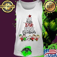 Peanuts snoopy woodstock sally brown joy hope love peace believe christmas s Tank top