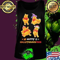 Pooh happy hallothanksmas s Tank top