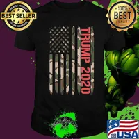 President Trump 2020 American Flag Vintage Camouflage Design Patriotic Shirt