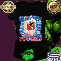 Pug santa merry christmas s Ladies tee