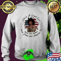 She's A Good Girl Loves Her Mama Loves America Too Flower American Flag Shirt Sweater