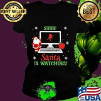 Shhh santa is watching merry christmas s Ladies tee