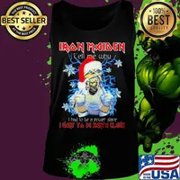 Skeleton iron maiden tell me why i had to be a power slave i want to be santa a claus christmas s Tank top
