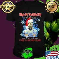 Skeleton iron maiden tell me why i had to be a power slave i want to be santa a claus christmas shirt