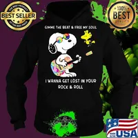 Snoopy and woodstock gimme the beat and free my soul i wanna get lost in your rock and roll shirt riding car 09 09 mk vintage s Hoodie