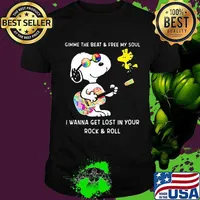 Snoopy and woodstock gimme the beat and free my soul i wanna get lost in your rock and roll shirt riding car 09 09 mk vintage shirt