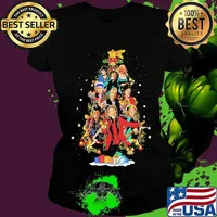 Stars Band Music Wear Pajama Santa Christmas Tree Merry Xmas Shirt Ladies tee