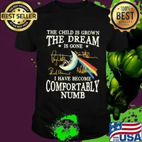 The child is grown the dream is gone i have become comfortably numb pink floyd signatures shirt