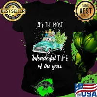 The Peanuts Snoopy And Friends Truck It's The Most Wonderful Time Of The Year Christmas Shirt Ladies tee