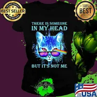 There Is Someone In My Head But It’s Not Me Cat Sunglasses Pink Floyd Lgbt Shirt Ladies tee