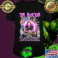 Tim burton 50th anniversary 1971 2021 thank you for the memories signatures shirt