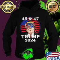 45 & 47 Trump 2024 President Ribbon Sunglasses American Flag Shirt Hoodie