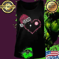 Alabama Crimson Tide Football Heart Snoopy Wear Santa Hat Christmas Shirt Tank top