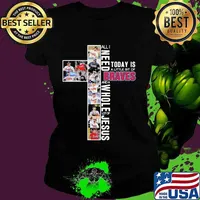 All I Need Today Is A Little Bit Of Braves And A Whole Lot Of Jesus Shirt Ladies tee